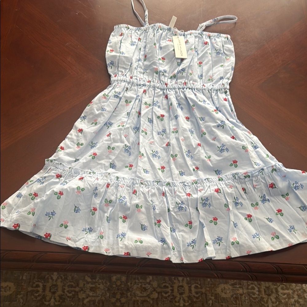 Janie and Jack Blue Floral girls sun Dress in White with Red and Blue flowe - Picture 2 of 16
